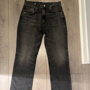 Zara Black Wash Straight Jeans. Size 10